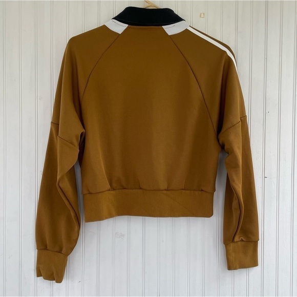 Adidas Women's Brown Black White Track Sweatshirt Oversized Boxy Fit Size XS - Picture 3 of 9